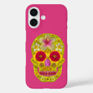 Coque Pour iPhone 16 Crâne à fleurs 8