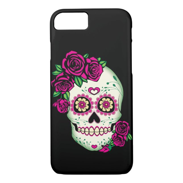 Coques Case-Mate iPhone Crâne à sucre avec Roses (Dos)