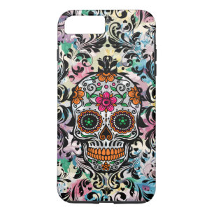 Coques Pour iPhone Crâne à sucre floral coloré et perruques noires