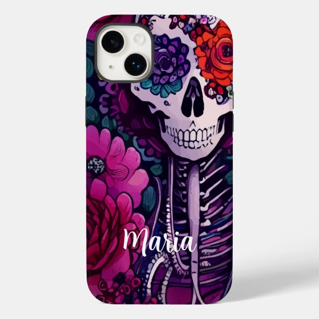 Coques Case-Mate iPhone Crâne à sucre personnalisé Dia de los Muertes (Verso)