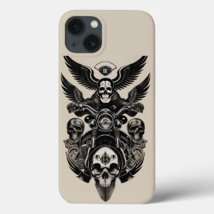 Case-Mate iPhone Case Crâne ailé à moto traversant des flammes