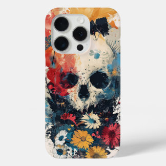 Coque iPhone 15 Pro Crâne avec fleurs