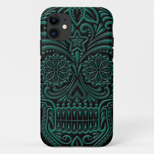 Coque Case-Mate Pour iPhone Crâne bleu turquoise complexe de sucre sur le noi