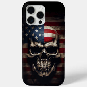 Coque iPhone 15 Pro Max Crâne de drapeau américain