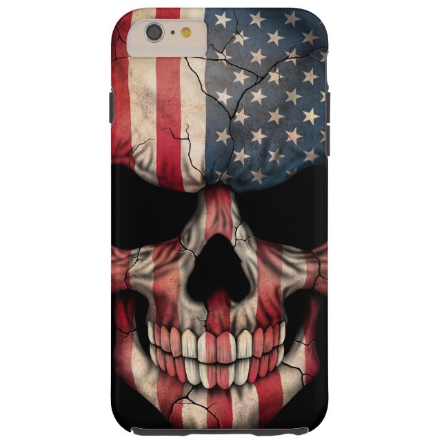 Coques Case-Mate iPhone Crâne de drapeau américain sur le noir (Dos)