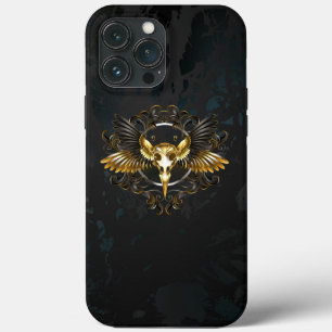 Case-Mate iPhone Case Crâne d'oiseaux dorés sur arrière - plan noir