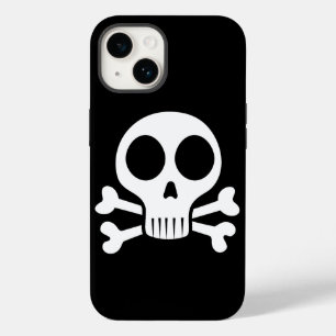 Coque Pour iPhone 14 Crâne éffrayant sur un arrière - plan noir