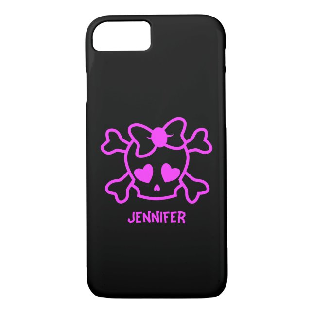 Coques Case-Mate iPhone Crâne émo girly rose avec arc (Dos)