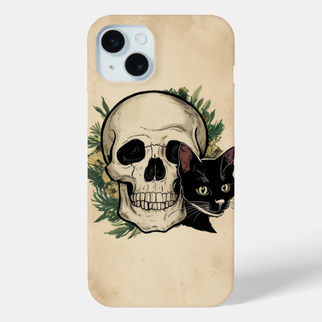 Coques Case-Mate iPhone Crâne et chat noir (Verso)
