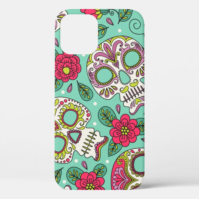 Coques Case-Mate iPhone Crâne et fleurs mexicaines, sans soudure. (Verso)