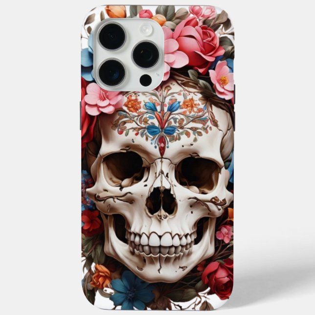 Coques Case-Mate iPhone 💀 Crâne Fleuri Élégant 🌸 (Verso)