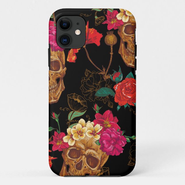 Coques Case-Mate iPhone crâne floral (Dos)