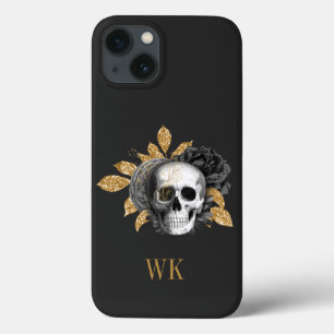 Case-Mate iPhone Case Crâne floral gothique noir et doré vintage