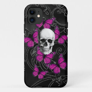 Etui iPhone Case-Mate Crâne gothique et papillons pourpres