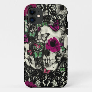 Coques Pour iPhone Crâne gothique victorien de dentelle avec des