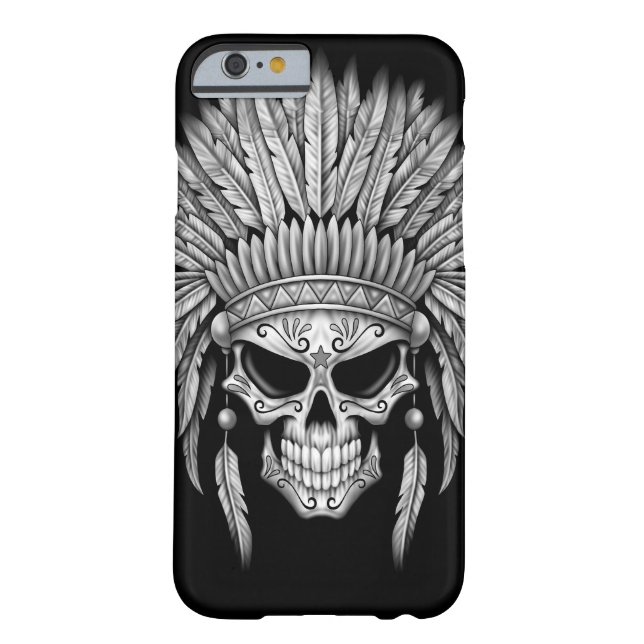 Coques Case-Mate iPhone Crâne indigène foncé de sucre avec la coiffe (Dos)