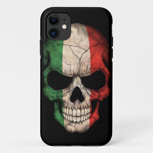 Coques Case-Mate iPhone Crâne italien de drapeau sur le noir (Dos)