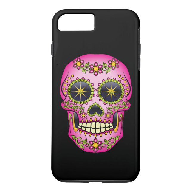 Coques Case-Mate iPhone Crâne sucre Magenta Floral (Dos)