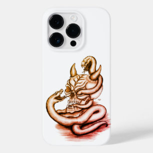 Coque Pour iPhone 14 Pro Crâne - Tête diabolique avec serpent
