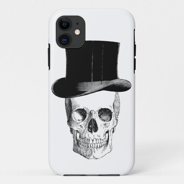 Coques Case-Mate iPhone Crâne vintage avec Tophat (Dos)