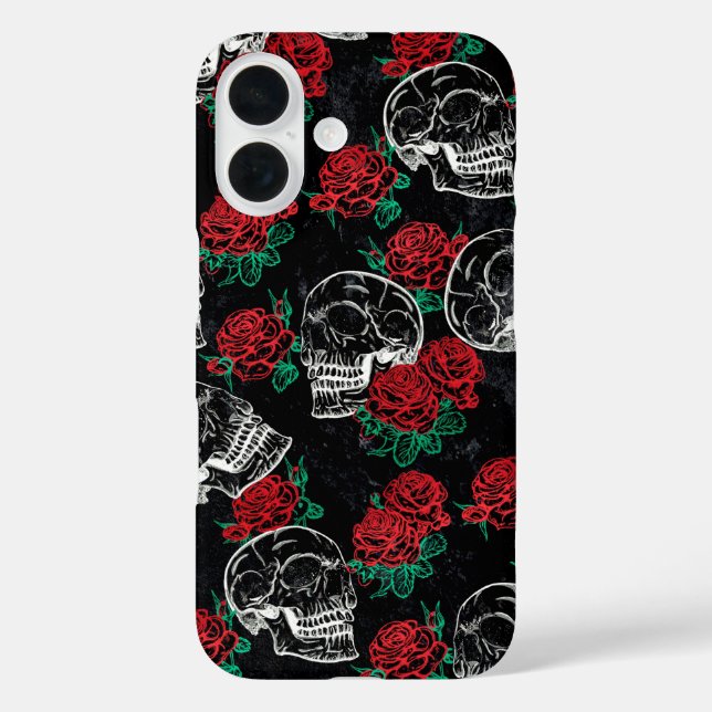 Coques Case-Mate iPhone Crânes et roses rouges | Grunge gothique moderne (Verso)