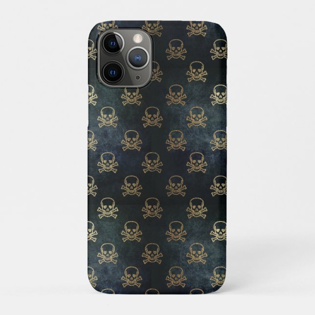 Coques Case-Mate iPhone Crânes noir et or (Dos)