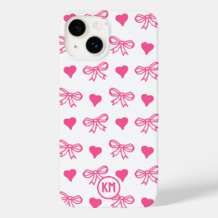Coque Pour iPhone 14 Cravate Cottage Ruban Monogramme Motif Coeur Bow