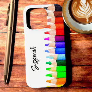 Coques iPhone 16 Pro Crayons de couleur amusants dans un style aquarell