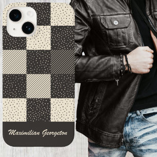 Coque Pour iPhone 14 Crazy Buffalo Check dans la crème et le charbon
