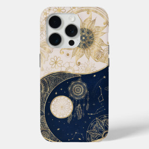 Coque iPhone 15 Pro Creative Gold Yin Yang Night Day Mandala