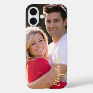 Coques iPhone 16 Plus Créer une photo personnalisée Texte Or élégant