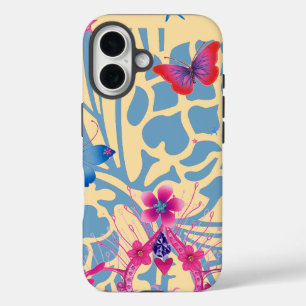 Coque Pour iPhone 16 Créez Votre Propre Belle Pêche Flore Papillon Art