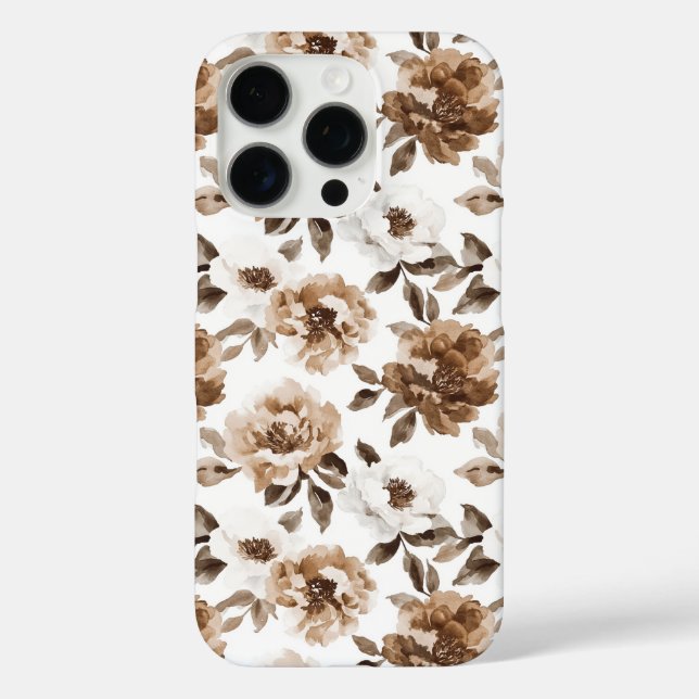Coques Case-Mate iPhone Crème Brown Fleurs blanches Noël (Verso)