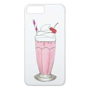 Coques Pour iPhone Crème glacée Shoppe fraise rose Milkshake Foin