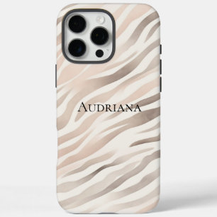 Coques iPhone 16 Pro Max Crème rose Beige Zebra Poster de animal