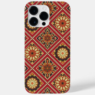 COQUE POUR POUR iPhone 14 PRO MAX CRÈME ROUGE MANDALA MOTIF