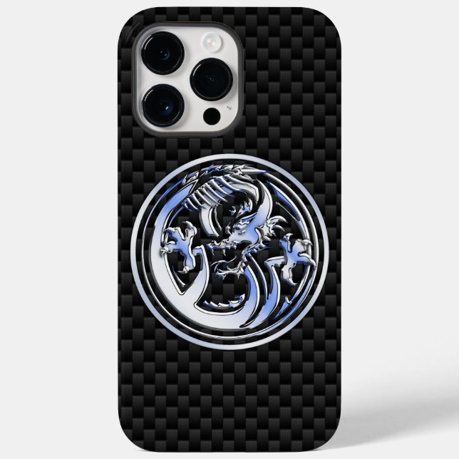 Coques Case-Mate iPhone Crête de dragon Chrome sur fibre de carbone (Verso)