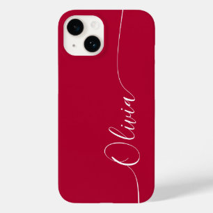 Coque Pour iPhone 14 Crimson White Elegant Calligraphie Nom du script