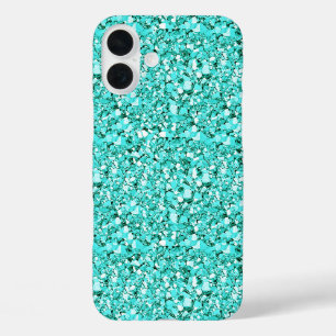 iPhone 16 Plus Case cristal druzy - bleu aquamarine