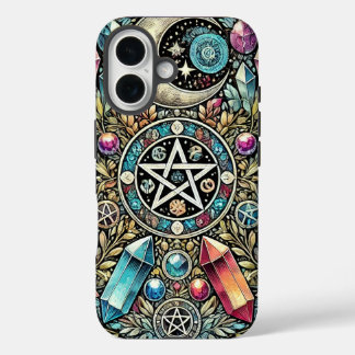 Coque Pour iPhone 16 Cristaux, Lune, Étoiles et sorcellerie