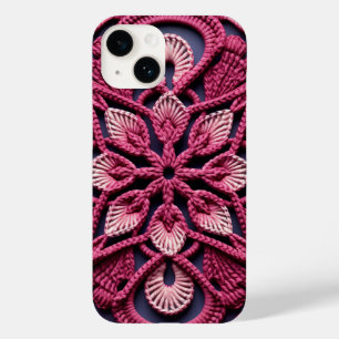Coque Pour iPhone 14 Crochet Carré rose blanc rouge coloré Granny