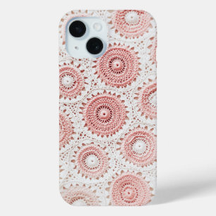 Coque Pour iPhone 15 Crochet rose pastel