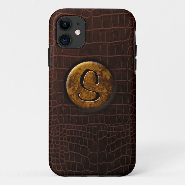 Coques Case-Mate iPhone Crocodile et monogramme (Dos)