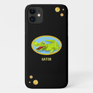 Case-Mate iPhone Case Crocodile heureux et confettis dorés sur fond noir