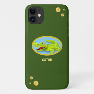 Case-Mate iPhone Case Crocodile heureux et confettis dorés sur forêt ver