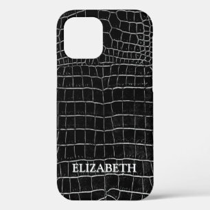 Case-Mate iPhone Case Crocodile noir Crocodile Cuir Nom personnalisé