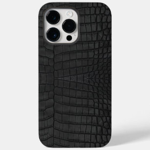 Coque Pour Pour iPhone 14 Pro Max Crocodile noir en cuir imprimé