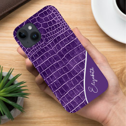 Coque Pour iPhone 14 Crocodile pourpre personnalisé