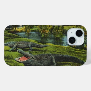 Coque Pour iPhone 15 Crocodiles vintages, Reptiles Marine Life Animaux