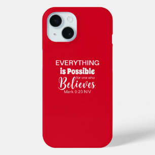 Coque Pour iPhone 15 Croire la Bible contre la foi chrétienne Rouge